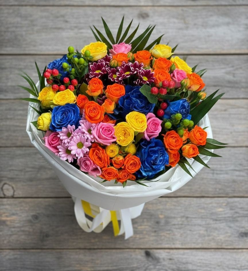 Букет цветов из: Розы и Хризантемы в Идринском