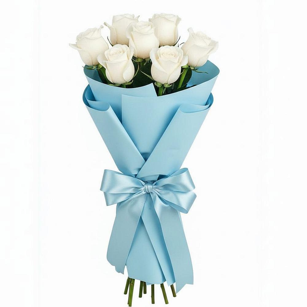 Букет 7 белых роз Проуд в Идринском