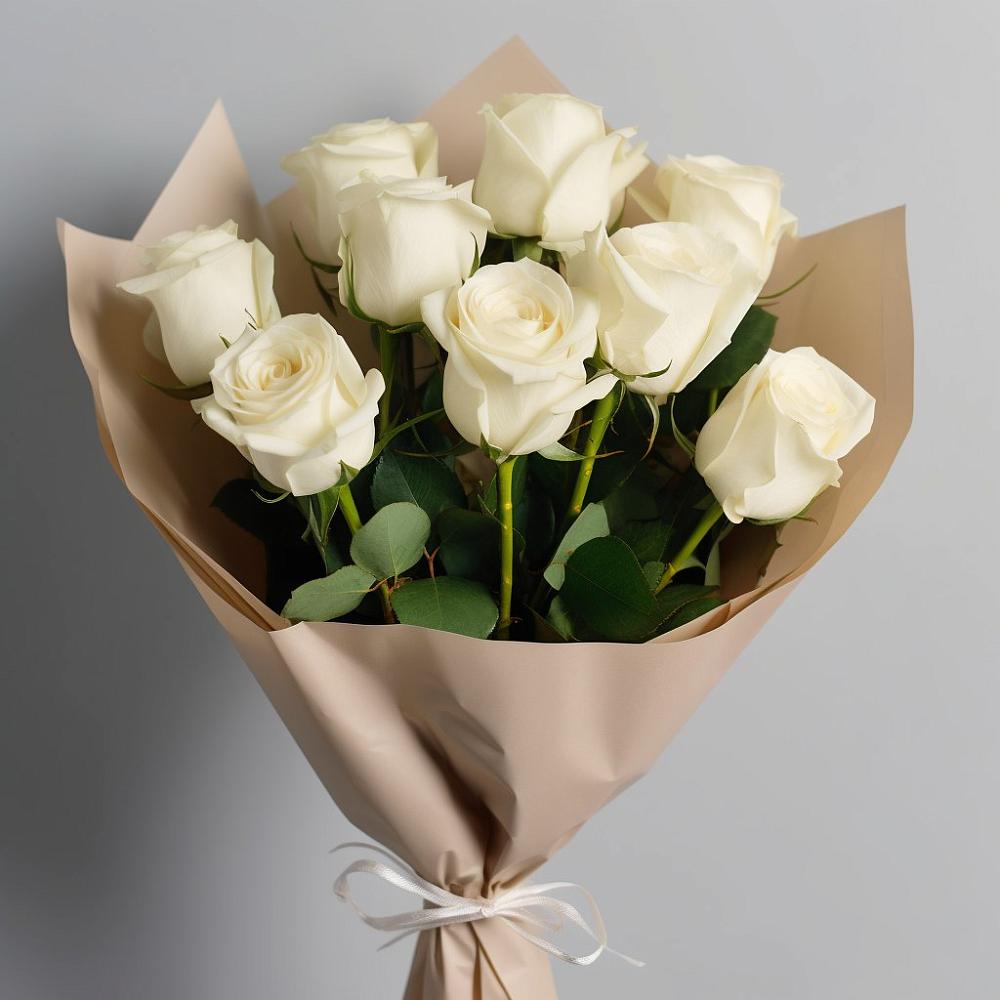 Букет 9 Белых роз Эдлесс Лав в Идринском