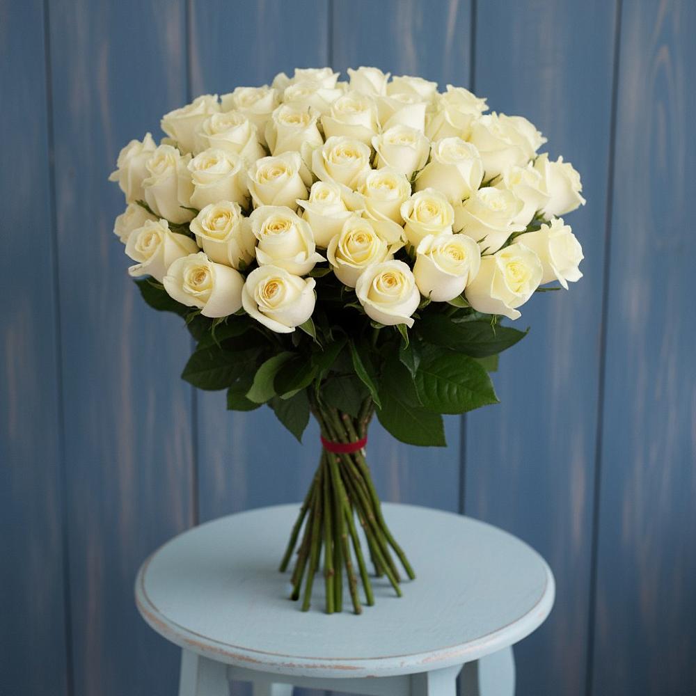 Букет 51 Белая роза Эдлесс Лав в Идринском