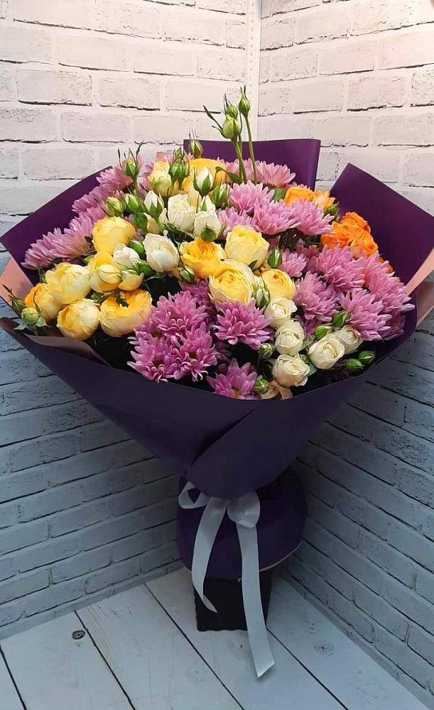 Букет цветов из: Хризантемы и Розы в Идринском