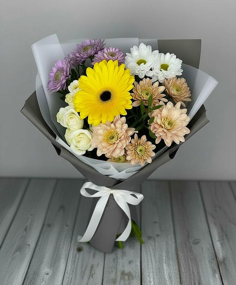 Букет цветов из: Розы, Герберы и Хризантемы в Идринском