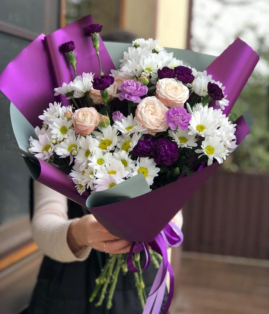 Букет цветов из: Хризантемы, Гвоздики и Розы в Идринском