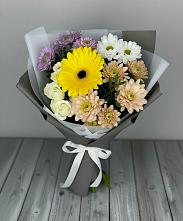 Букет цветов из:  Розы, Герберы и Хризантемы #REPLACE_PRED# Идринском