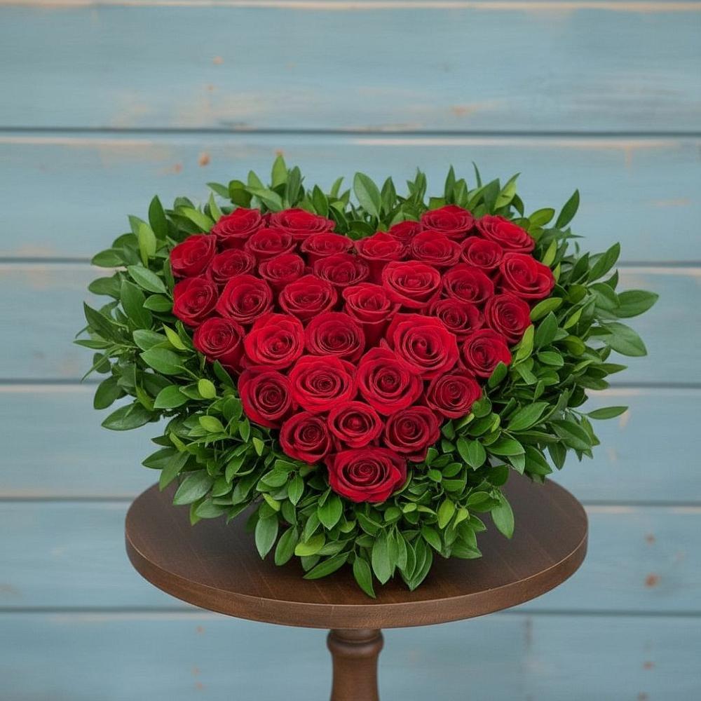 Цветочная композиция из Розы в виде сердца в Идринском