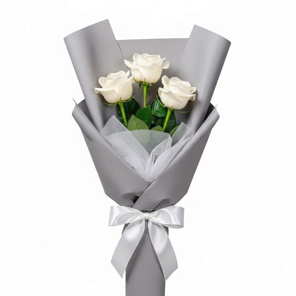 Букет 3 белые розы в Идринском