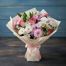 Букет цветов из:  Хризантемы, Альстромерии и Розы в Идринском