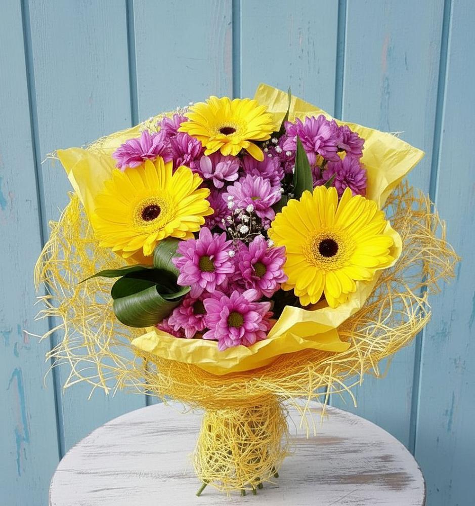 Букет цветов из: Хризантемы и Герберы в Идринском