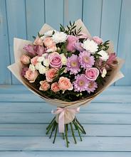 Букет цветов из:  Хризантемы, Розы и Альстромерии в Идринском