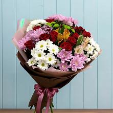 Букет цветов из:  Розы, Хризантемы и Альстромерии в Идринском