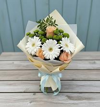 Букет цветов из:  Герберы, Розы и Хризантемы в Идринском