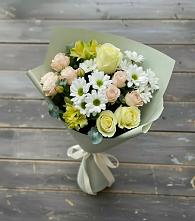 Букет цветов из:  Альстромерии, Розы и Хризантемы в Идринском