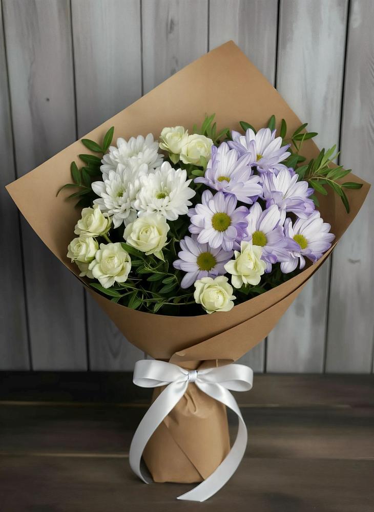Букет цветов из: Хризантемы и Розы в Идринском
